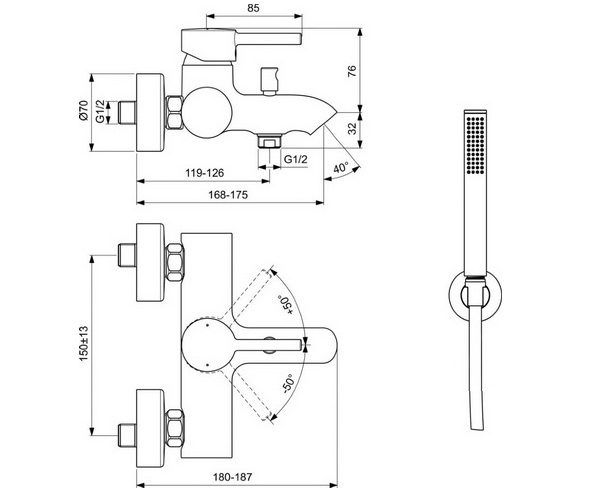 смеситель для ванны IDEAL STANDARD CERALINE